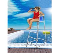 Chaise de sauvetage en acier inoxydable avec siège, crochet et trou de pare-soleil pour la sécurité au bord de la piscine, à la plage ou sur la terrasse