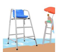 Chaise de sauveteur commerciale avec échelle de sauvetage surélevée, design en acier inoxydable durable pour une sécurité accrue sur les plages, les parcs aquatiques, les lacs et les quais