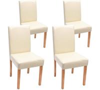 Chaise de séjour - Littau - Lot de 4 - Cuir reconstitué - Beige - Contemporain