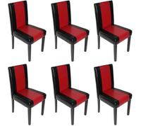 Chaise de séjour Littau - Noir/Rouge - Lot de 6 - Simili-cuir - Pieds foncés