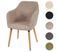 Chaise de séjour / salle à manger Malmö T381 / style rétro des années 50 tissu, crème / gris