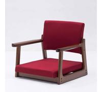 Chaise de sol en bois massif avec accoudoirs et dossier, design ergonomique pour une assise confortable en baie vitrée, au bureau ou à la maison