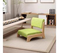 Chaise De Sol En Bois, Support De Dossier Et Coussin épais, Siège Tatami Vintage à Jambes Courtes, Repose-pieds Multifonctionnel Pour Baie Vitrée, Chambre à Coucher, Salon Natural Wood green