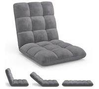 IDMarket - Chaise de Sol Pliante Garance 15 Positions en Velours Gris Anthracite
