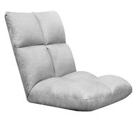 Chaise de sol pliante réglable avec 5 vitesses d'inclinaison pour chambre à coucher et baie vitrée - Chaise d'ordinateur confortable gris clair pour lit simple