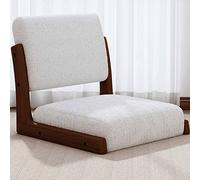 Chaise de sol portable en bois avec dossier et coussin, design sans pieds pour la relaxation intérieur/extérieur, siège simple confortable pour la maison, le jardin, le camping et les événements