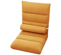 Chaise de Sol réglable avec Support Dorsal, Chaise de méditation au Sol de Jeu avec Oreiller Lombaire, canapé de Salon Pliable pour Adultes pour Lire, méditer et Dormir(Orange,B)