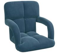 Chaise de sol réglable en velours bleu avec cadre en métal | Dossier multi-positions 90-180 degrés, rembourrage en polyester, accoudoirs ergonomiques, design léger