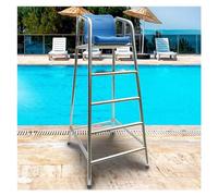 Chaise de surveillance haute pour sauveteur, équipement de sécurité pour piscine en acier inoxydable, plateforme d'observation à 3 marches pour piscines intérieures/extérieures, 150 cm (59,1