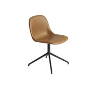 Chaise de Table à Manger en Fibre m. Base Pivotante en Cuir Rembourré Cognac/Noir