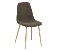 Chaise de Table en Velours côtelé Vert Kaki et Pieds en métal Effet Bois - Atmosphera