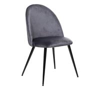 Chaise de Table en Velours Gris Souris et Pieds en métal Noir - Atmosphera