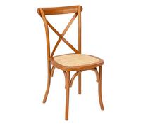 Chaise de Table Style Bistrot en Bois Beige et Rotin tressé - Atmosphera
