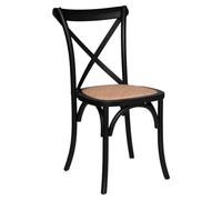 Atmosphera - Chaise Bistrot Isak Noir - L 48 x P 52 x H 89 cm - Hêtre et Assise Rotin, Style Campagne Chic - pour Salle à Manger, Cuisine, Bureau
