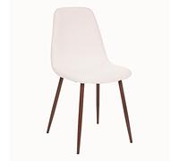Atmosphera – Chaise Bouclette – Pieds imitation noyer – Blanc