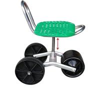 Chaise de terrain mobile avec chariot à outils relevable, siège de plantation sur roulettes pour jardinage, tabouret de jardinier en plein air pour bricolage et petits outils de jardin