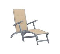 vidaXL Chaise de terrasse avec repose-pied et coussin Acacia solide
