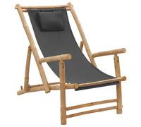 Chaise de Terrasse Bambou et Toile Blanc Crème Siège de Patio Jardin vidaXL