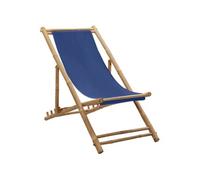 Chaise de terrasse Bambou et toile Bleu marine