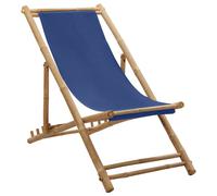 Vidaxl Chaise De Terrasse Bambou Et Toile Bleu Marine Bleu