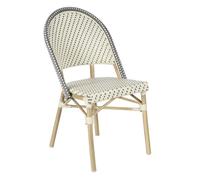 Chaise de terrasse bistrot parisien en aluminium et rotin gris - Oviala