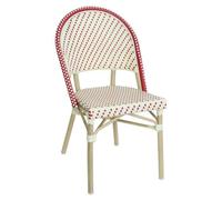Chaise de terrasse bistrot parisien en aluminium et rotin rouge Marais - Oviala