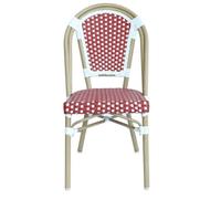Chaise de terrasse bistrot parisien en aluminium et rotin rouge - Oviala
