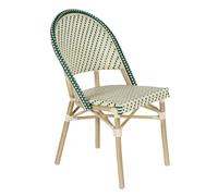 Chaise de terrasse bistrot parisien en aluminium et rotin vert foncé - Oviala