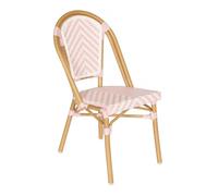Chaise de terrasse en aluminium et rotin synthétique rose - Oviala