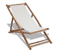 Vidaxl Chaise De Terrasse Bambou Et Toile Blanc