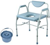 Chaise de toilette SucceBuy, chaise de nuit réglable en 5 positions avec accoudoirs rabattables, dossier amovible, seau amovible de 7 litres, facile à assembler, capacité de 1000 lbs, toilette portabl