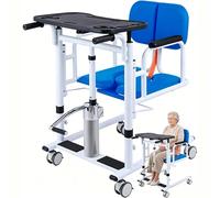 Chaise De Transfert Et Lève-Patient Hydraulique pour Usage Domestique - Lève-Patient Manuel avec 2 Coussins, Hauteur De Levage Réglable (42 À 65 Cm), Idéal pour Les Personnes Âgées,Bleu