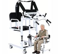 Chaise De Transfert Et Lève-Patient pour Usage Domestique - Lève-Patient Hydraulique avec Assistance À La Verticalisation, Siège Divisé À 180°, Capacité Charge 400 Kg pour Les Personnes Âgées,Noir