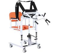 Chaise De Transfert Et Lève-Patient pour Usage Domestique - Lève-Patient Hydraulique avec Assistance À La Verticalisation, Siège Divisé À 180°, Capacité Charge 400 Kg pour Les Personnes Âgées,Orange