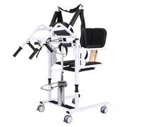 Chaise de transfert hydraulique pour patient avec position assistée, hauteur réglable de l'assise à la verticale, avec dossier haut doux et siège doux, fauteuil roulant pouvant supporter 136 kg pour