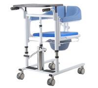 Chaise de transfert hydraulique pour patient avec réglage de la hauteur, siège divisé et roulettes verrouillables pour soins à domicile et établissements de convalescence