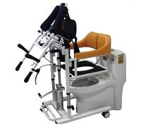 Chaise de transfert hydraulique pour patient, chaise percée multifonctionnelle de chevet, siège divisé à 180°, hauteur de levage réglable, grande capacité avec table à manger et coussins