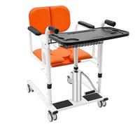 Chaise de Transfert Hydraulique pour Patient, Lève-Personne Capacité 150kg, Fauteuil Roulant Portable, avec Bassin de Toilette et 4 Roues à Freins, Aide à la Mobilité pour Seniors et Handicapés Orange
