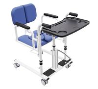 Chaise de transfert hydraulique pour patients - Hauteur réglable - Avec roulettes et siège divisé - Charge maximale : 150 kg - Pour l'intérieur et l'extérieur