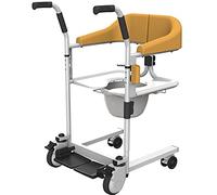 Chaise de transfert pour patient avec élévateur en libre-service, roues universelles à 360°, siège souple, bassin de lit et design étanche pour soins infirmiers à domicile des personnes âgées