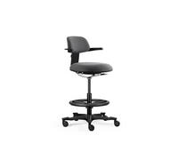 Chaise de travail / chaise de comptoir TOP WORK 40 Assise en tissu / dossier en tissu gris foncé