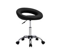 Bussandri Exclusive Tabouret de travail sur roulettes avec dossier en similicuir noir