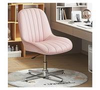 Chaise de vanité pivotante moderne avec siège large et design sans bras pour le maquillage vanité rose PU Cuir rembourré de bureau de bureau à mi-arrivée ergonomique et réglable sans roues chaise de