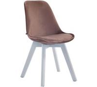 Chaise de visiteur Borneo V2 en velours avec Piètement en bois de hêtre Blanc - Assise Marron Marron G