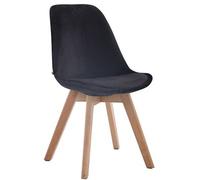 Chaise de visiteur Borneo V2 en velours avec Piètement en bois de hêtre Nature - Assise Noir
