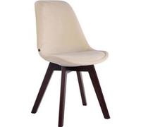 Chaise de visiteur Borneo V2 en velours avec Piètement en bois de hêtre Noyer - Assise Crème Crème G