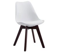 Chaise de visiteur Borneo V2 similicuir , Blanc /Noyer