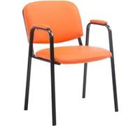 CLP Chaise de visiteur Ken Pro – Similicuir, accoudoirs rembourrés, piètement métal, orange