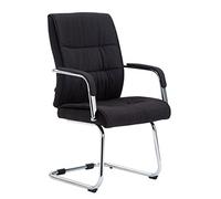 Chaise de Visiteur Sievert en Tissu - Fauteuil Luge Rembourré - Support en métal et Patins Antidérapants - Capacité de Charge Max. 136 kg, Couleur:Noir