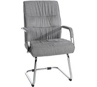 Chaise de Visiteur Sievert en Tissu - Fauteuil Luge Rembourré - Support en métal et Patins Antidérapants - Capacité de Charge Max. 136 kg, Couleur:Gris Clair